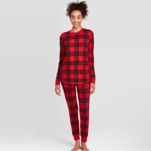 NEW Women’s Stars Above Buffalo Plaid Thermal Pajama Set sz. Large